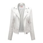Veste cuir uni moto pour femme bomber col montant similicuir fit grande vtements