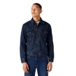 Veste en denim bleu fonc� - wrangler - authentic - coupe classique d�contract�e - coutures western