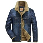 Veste en denim polaire pour homme manteau en jean et chaud vtements multi - poches bleu2