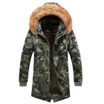 Les hommes dhiver camouflage chaud veste pardessus slim long manteau trench boutons fermeture clair ...