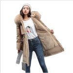 Veste dhiver en coton pour femme - vitata - peluche mi - longue  capuche - coupe - vent - couleur unie ...