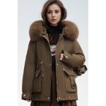 Veste dhiver femme vitata - veste à capuche épaissie en coton - marron Veste dhiver femme vitata - veste à capuche épaissie en coton - marron