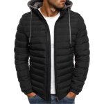 Veste dhiver pour homme - noir - matelassée - col montant - doublée Veste dhiver pour homme - noir - matelassée - col montant - doublée