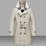 Veste dhiver - hommes - slim long manteau - marron - fermeture clair - pardessus chaud