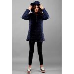 Veste mi - longue femme ? doudoune bleu marine ? chaude & confortable ? capuche ? style urbain chic