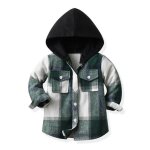Veste enfant capuche  carreaux pour garcon et fille casual veste avec poches printemps et automne - ...