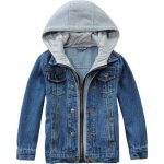 Veste enfant garon en jean  capuche mi saison - insfity - 4 - 14 ans - bleu