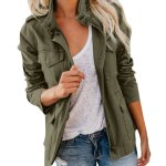 Veste femme blouson mi saison grande taille manteau court parka en coton pour printemps kaki jacket veste ...