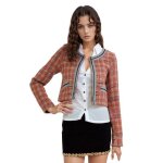 Veste femme chic courte à manches longues en tweed multicolore - style unique et confort maximal Veste femme chic courte à manches longues en tweed multicolore - style unique et confort maximal