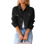 Veste femmes en jean uni fit grande vêtements xh428 noir Veste femmes en jean uni fit grande vêtements xh428 noir