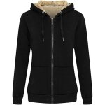 Veste pour femmes manteau dhiver zipp  capuche paisse - noir