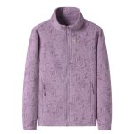Veste femme polaire - automne hiver - col montant - imprimé violet - randonnée alpinisme Veste femme polaire - automne hiver - col montant - imprimé violet - randonnée alpinisme