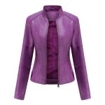 Veste femme en pu cuir - mobigarlan - fbc171 - violet - coupe classique