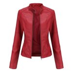 Veste femme en pu cuir - mobigarlan - slim - rouge - fbc171