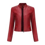 Veste femme pu cuir xh543 rouge