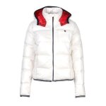Doudoune femme ? blanche avec capuche rouge ? chaude en duvet & lgre ? style urbain chic ? hiver