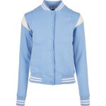 Veste femme urban classics inset college - grandes tailles - bleu ciel / blanc - 4xl