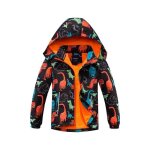 Veste de randonnée garçon imperméable et coupe - vent à capuche - insfity - orange Veste de randonnée garçon imperméable et coupe - vent à capuche - insfity - orange