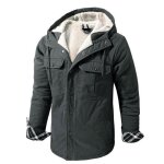 Veste hiver à capuche homme chaude doublée polaire casual veste en coton couleur unie - gris Veste hiver à capuche homme chaude doublée polaire casual veste en coton couleur unie - gris