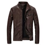 Veste dhiver en cuir pour hommes mode casual coupe - vent et veste en cuir pu locomotive velours