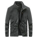 Veste hiver homme chaude polaire col montant veste zippe experieur epaisse couleur unie