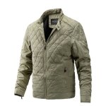 Veste homme automne hiver col montant casual veste zippee chaude couleur unie confortable