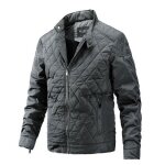 Veste homme automne hiver col montant casual veste zippee chaude couleur unie confortable