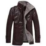 Veste hommes automne hiver poche outwear col montant imitation manteau en cuir