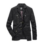 Veste homme blazer militaire multi - poches en coton comfort casual - noir Veste homme blazer militaire multi - poches en coton comfort casual - noir