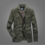 Veste homme blazer militaire multi - poches en coton comfort casual - vert Veste homme blazer militaire multi - poches en coton comfort casual - vert