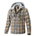 Veste hommes  capuche de carreaux fit grande vtements xh559 kaki