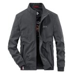 Veste homme casual fermeture éclaire léger respirante doux col montant couleur unie - gris Veste homme casual fermeture éclaire léger respirante doux col montant couleur unie - gris