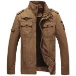 Veste homme en coton casual - zewow - col rabattu - kaki - marron - marron