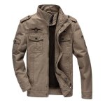 Veste homme coton dcontracte funmoon jtong - arme militaire - pardessus - kaki - marron - taille xs ...
