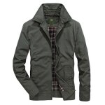 Veste homme en coton mi saison casual veste col montant vetement couleur unie - vert militaire Veste homme en coton mi saison casual veste col montant vetement couleur unie - vert militaire
