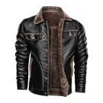Veste homme doublure polaire epais de marque veste en cuir blouson en col revers dhiver veste chaude Veste homme doublure polaire epais de marque veste en cuir blouson en col revers dhiver veste chaude