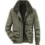 Veste homme epais chaud col rabattu casual automno et hiver doublé polaire - vert militaire Veste homme epais chaud col rabattu casual automno et hiver doublé polaire - vert militaire