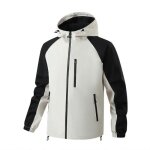 Veste homme ext�rieur randonn�e coupe vent imperm�able avec capuche respirante couleur contrast�e - beige ...