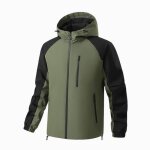 Veste homme extérieur randonnée coupe vent imperméable avec capuche respirante couleur contrastée - vert ... Veste homme extérieur randonnée coupe vent imperméable avec capuche respirante couleur contrastée - vert ...