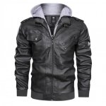 Veste hommes grande taille  capuche en pu cuir - mobigarlan - bomber fit - noir - vtements masculin ...