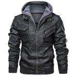 Veste hommes grande taille à capuche pu cuir moto de bomber fit grande vêtements masculin Veste hommes grande taille à capuche pu cuir moto de bomber fit grande vêtements masculin