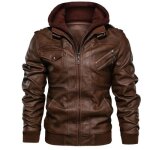 Veste hommes grande taille à capuche pu cuir moto de bomber fit grande vêtements masculin Veste hommes grande taille à capuche pu cuir moto de bomber fit grande vêtements masculin