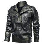 Veste hommes grande taille en pu cuir - mobigarlan - moto de bomber deux poches - coupe standard fit ...
