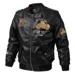 Veste hommes grande taille en pu cuir moto de bomber - mobigarlan - noir - homme - adulte
