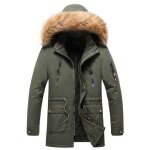 Veste homme hiver - mp44211016 - capuche amovible - couleur unie vert militaire