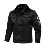 Veste homme hiver simili cuir doubl polaire veste chaude epaisse couleur unie