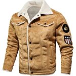 Veste homme hiver simili cuir doublé polaire - insfity - kaki - coupe normale - manches longues Veste homme hiver simili cuir doublé polaire - insfity - kaki - coupe normale - manches longues