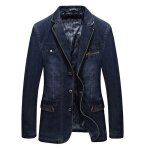 Veste hommes en jean de marque luxe slim veste hommes légère vêtement masculin xg748a1 bleu Veste hommes en jean de marque luxe slim veste hommes légère vêtement masculin xg748a1 bleu