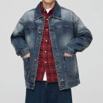 Veste homme en jeans mi saison regular fit casual veste cargo multi - poches pour printemps et automne ...