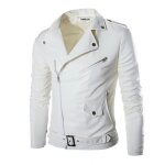 Veste hommes longue zipper automne hiver cuir casual manches - funmoon
